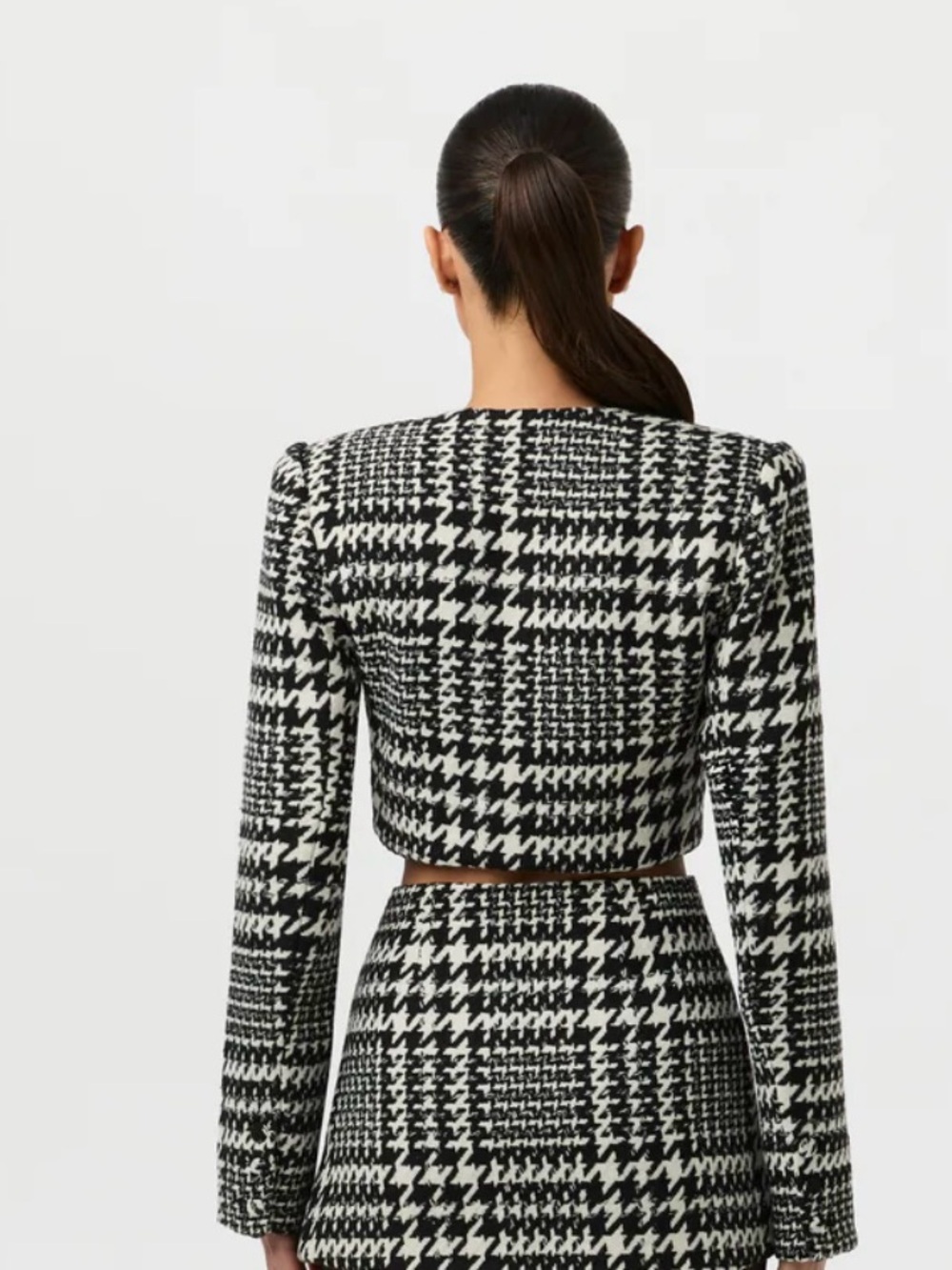 Naked Wardrobe Houndstooth Plaid Cropped Blazer - Picture 2 of 2